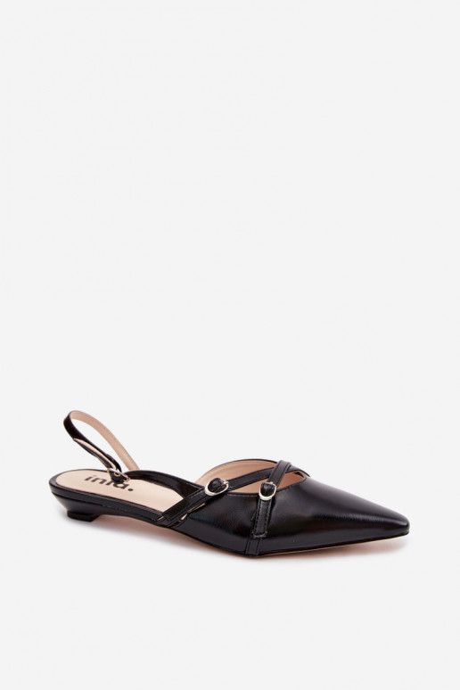 Sandales pour femmes avec brides en cuir synthétique noir Glamira