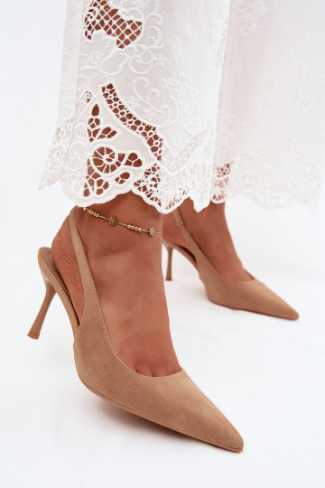 Sandales pour femmes avec des talons finsen daim écologiqueu beige Kevina 2
