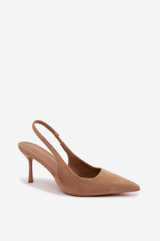 Sandales pour femmes avec des talons finsen daim écologiqueu beige Kevina