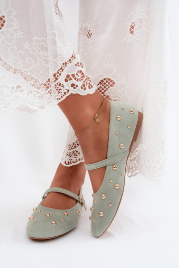 Ballerines avec décoration et brides en menthe Cuddly 2