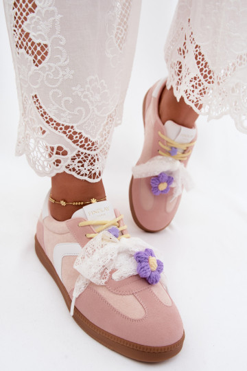 Baskets pour femmes avec fleurs fantaisie et nœud en rose Coastelle 2