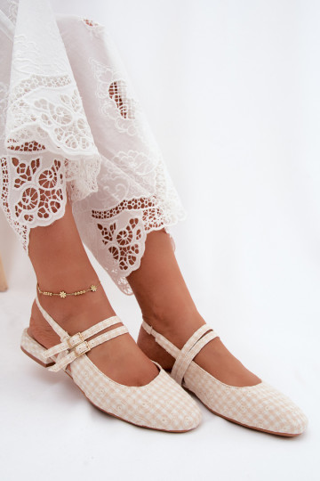 Sandales pour femmes couleur sable avec des lanières et des talons larges Kamelijah