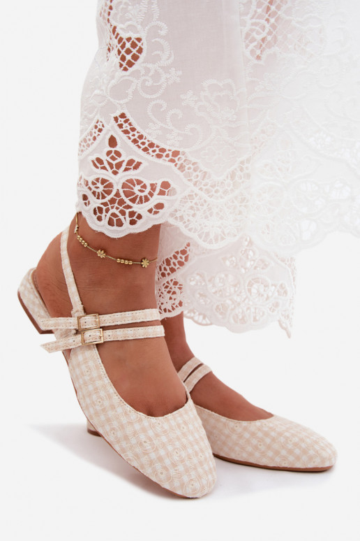 Sandales pour femmes couleur sable avec des lanières et des talons larges Kamelijah