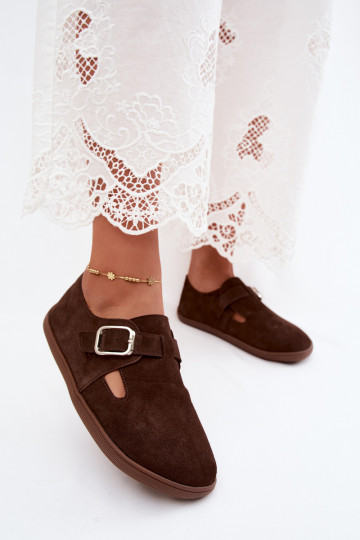 Chaussures pour femmes avec boucles en daim synthétique couleur chocolat Sombellia