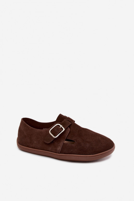 Chaussures pour femmes avec boucles en daim synthétique couleur chocolat Sombellia