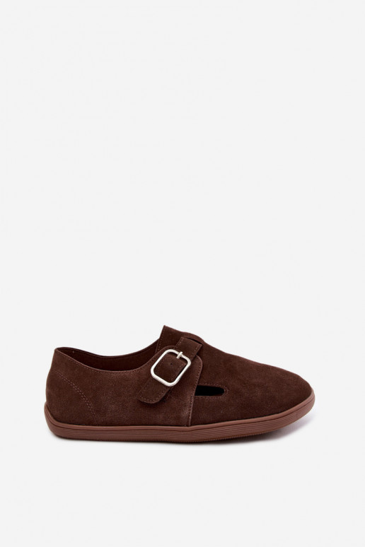 Chaussures pour femmes avec boucles en daim synthétique couleur chocolat Sombellia