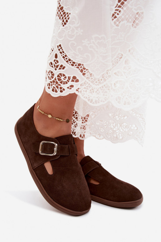 Chaussures pour femmes avec boucles en daim synthétique couleur chocolat Sombellia