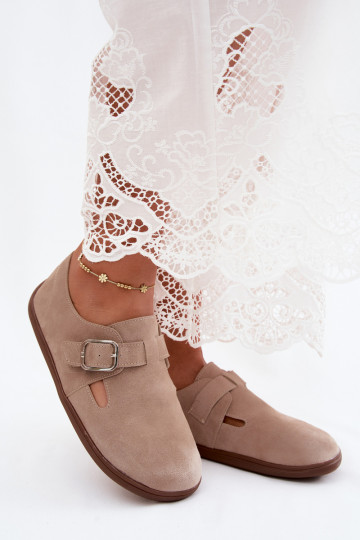 Chaussures pour femmes couleur sable avec boucles en daim synthétique Sombellia 2
