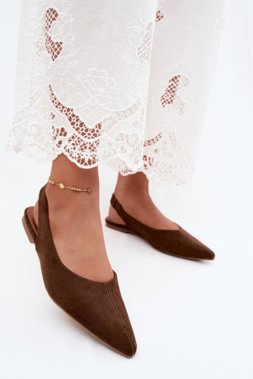 Ballerines avec talon ouvert en daim synthétique marron Merceria