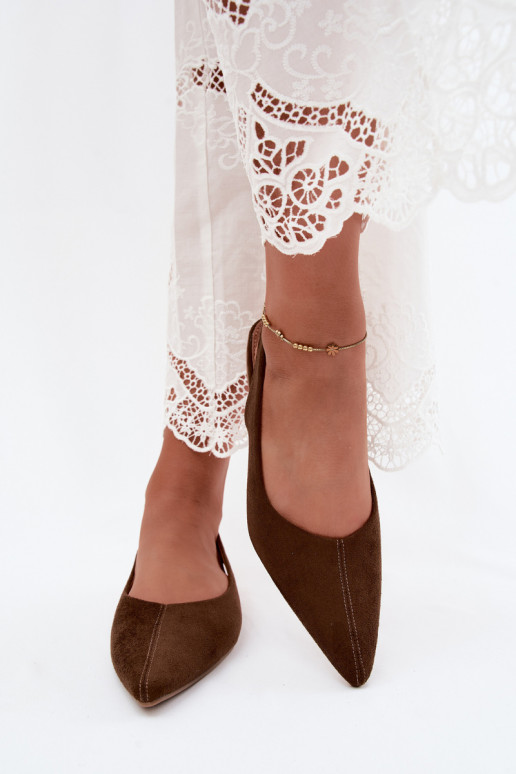 Ballerines avec talon ouvert en daim synthétique marron Merceria