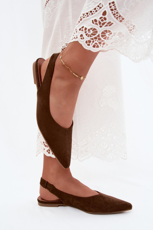 Ballerines avec talon ouvert en daim synthétique marron Merceria