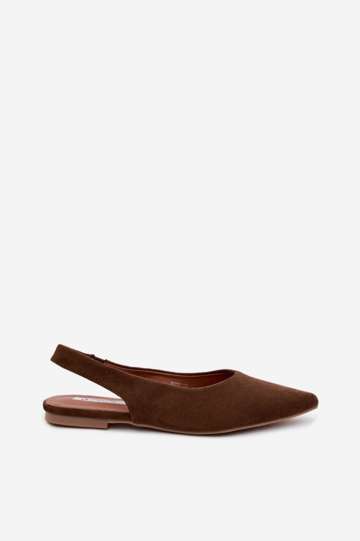 Ballerines avec talon ouvert en daim synthétique marron Merceria