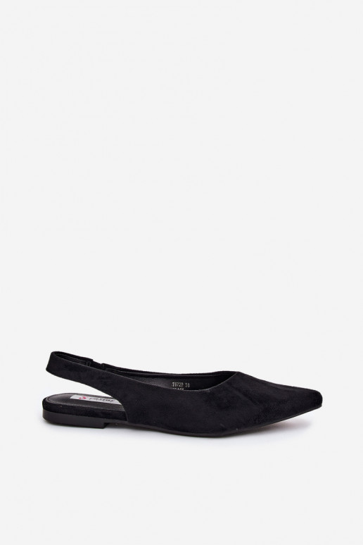 Ballerines noires à talon ouvert en daim synthétique Merceria