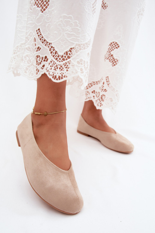 Ballerines couleur sable en daim synthétique Camdena