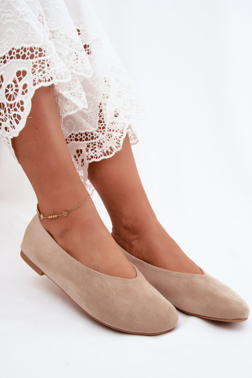 Ballerines couleur sable en daim synthétique Camdena