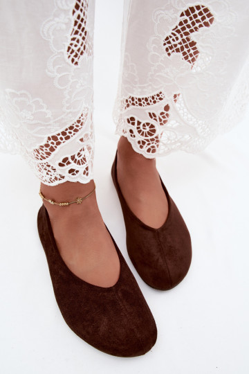 Ballerines en daim synthétique couleur chocolat Camdena