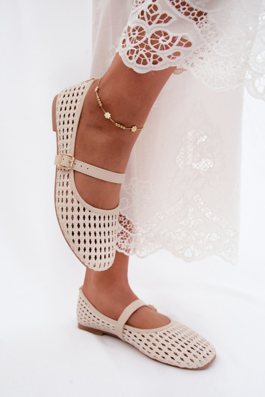 Ballerines découpées avec tressage et brides en couleur sable Solessa