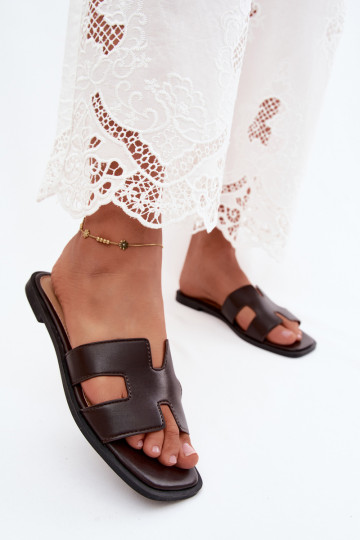 Chaussons en cuir synthétique pour femmes avec découpes CzekoladoĮe Santoria