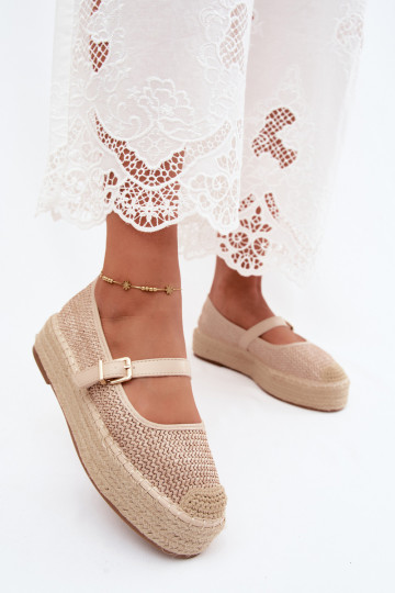 Espadrilles beiges avec brides sur une plateforme Coastina