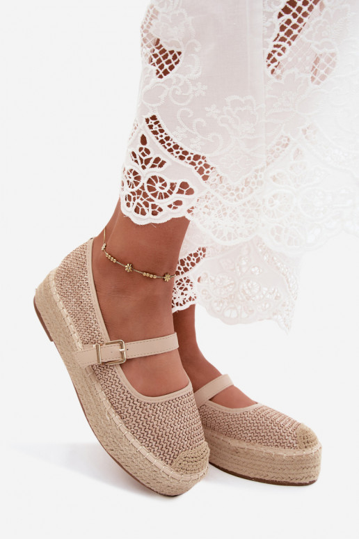 Espadrilles beiges avec brides sur une plateforme Coastina