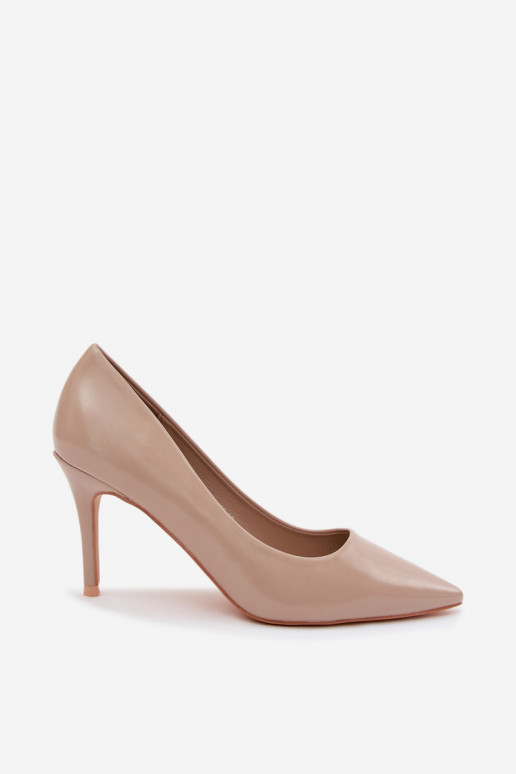 Chaussures à talons hauts couleur sable en cuir synthétique avec effet verni Tropessa