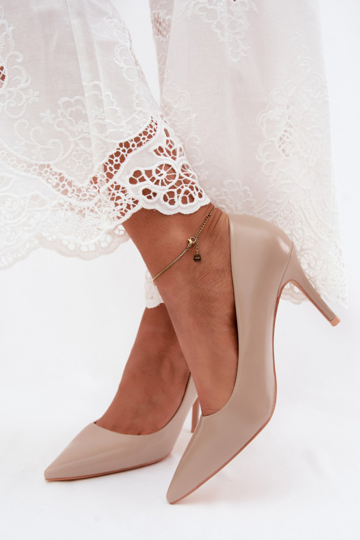 Chaussures à talons hauts couleur sable en cuir synthétique avec effet verni Tropessa