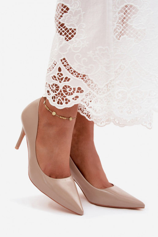 Chaussures à talons hauts couleur sable en cuir synthétique avec effet verni Tropessa