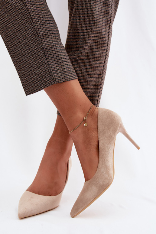 Escarpins couleur sable en daim synthétique Tropessa