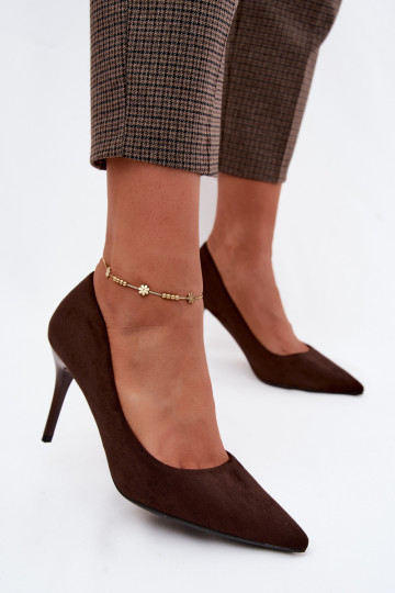 Escarpins couleur chocolat en daim synthétique Tropessa 2