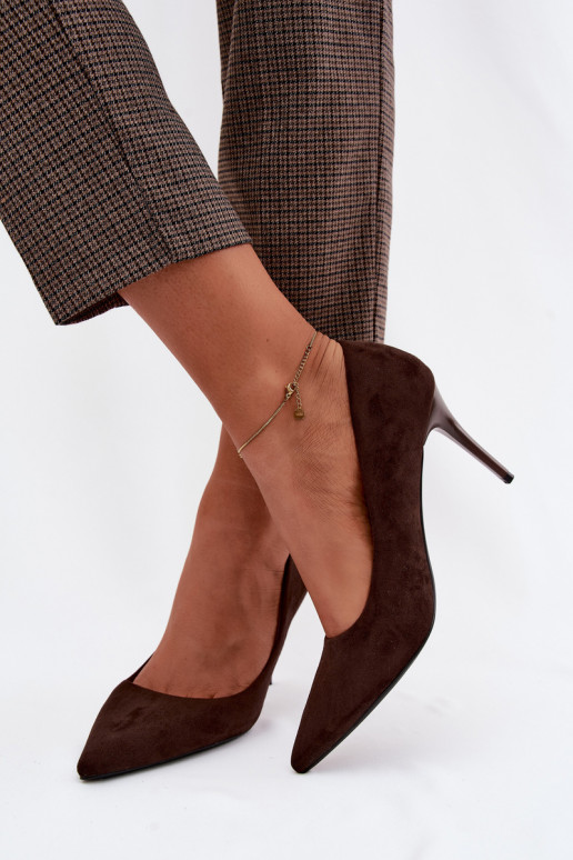 Escarpins couleur chocolat en daim synthétique Tropessa