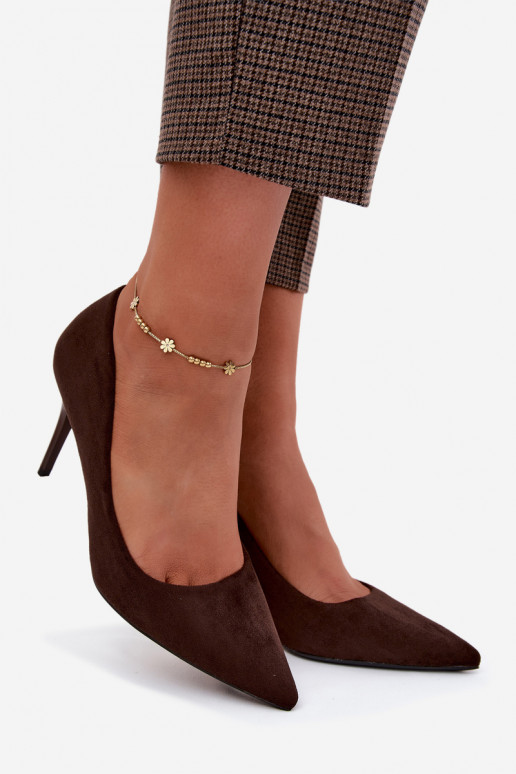 Escarpins couleur chocolat en daim synthétique Tropessa