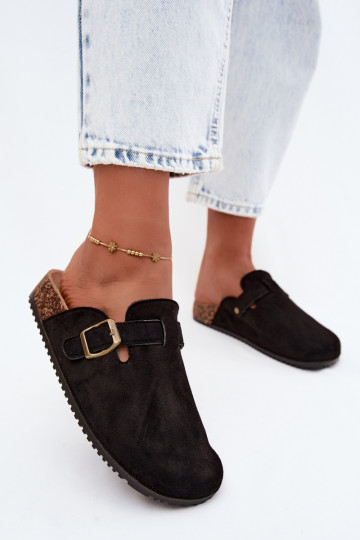 Sabots pour femmes noirs avec boucles en daim synthétique Tropina 2