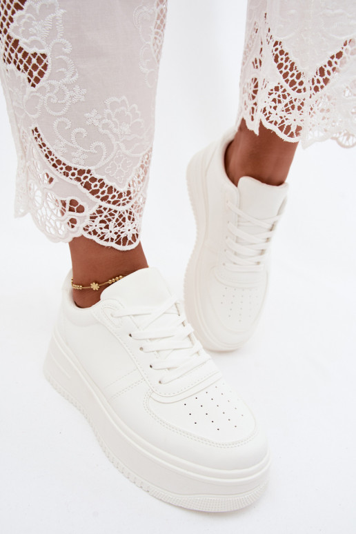 Baskets blanches pour femmes avec plateforme en cuir synthétique Crosbella