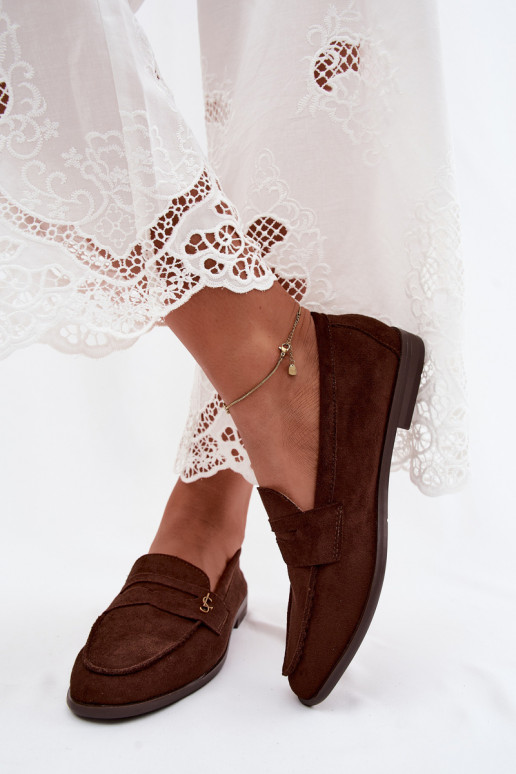 Mocassins pour femmes couleur chocolat en daim synthétique Prestelle