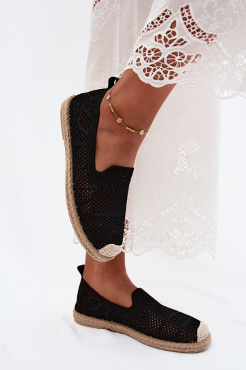 Espadrilles noires en dentelle Candessa