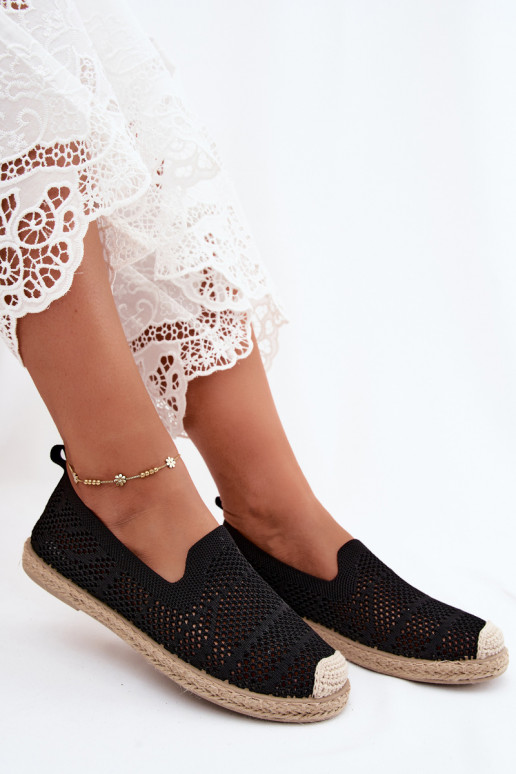 Espadrilles noires en dentelle Candessa