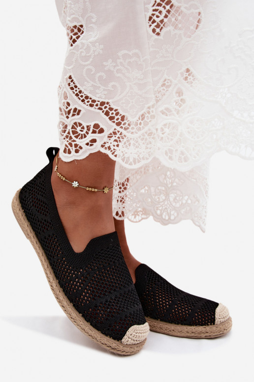 Espadrilles noires en dentelle Candessa