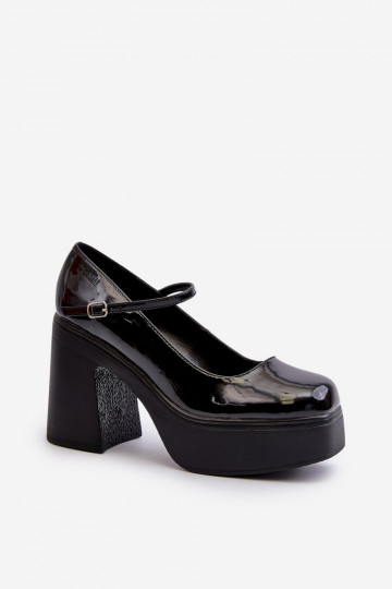 Chaussures noires pour femmes avec effet verni et plateforme Big Star NN274004 2