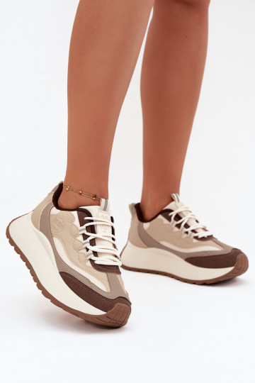 Baskets beiges pour femmes avec plateforme Big Star SS274002 HI-POLY SYSTEM