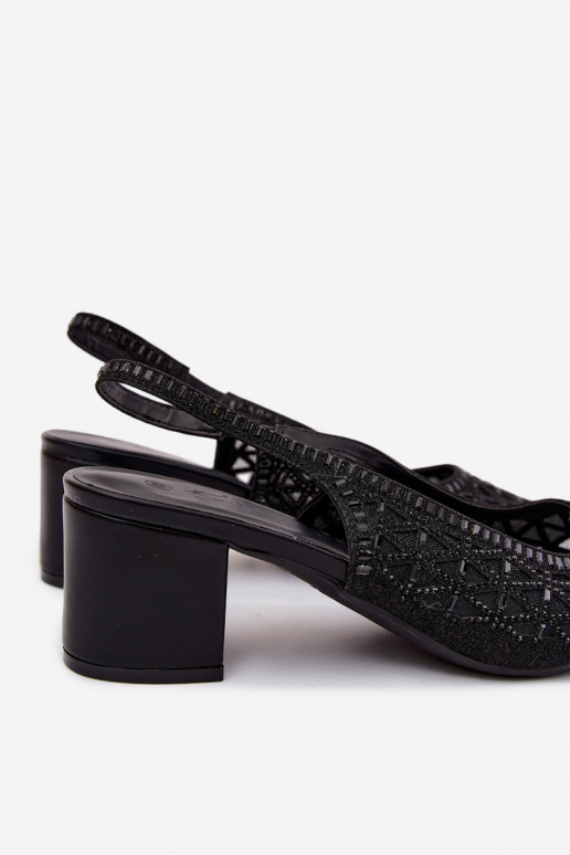 Sandales à talons hauts noires avec décoration en maille Tai turirshina