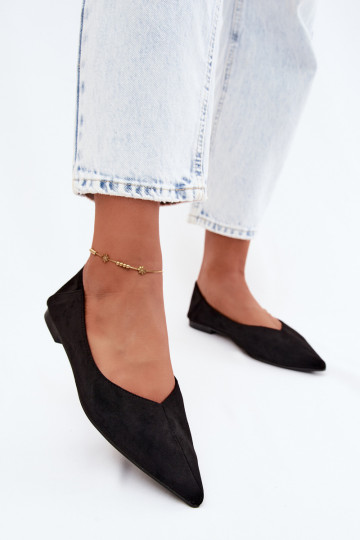 Ballerines noires à bout pointu en daim synthétique Corabella 2
