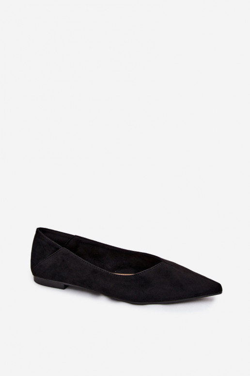 Ballerines noires à bout pointu en daim synthétique Corabella