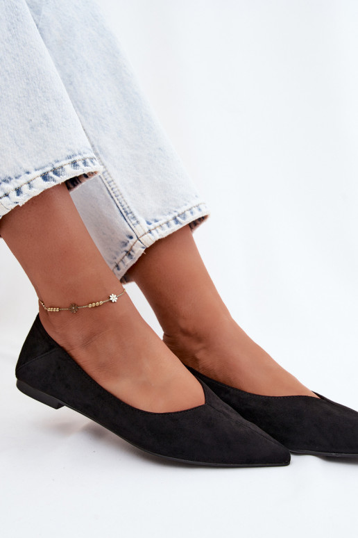 Ballerines noires à bout pointu en daim synthétique Corabella