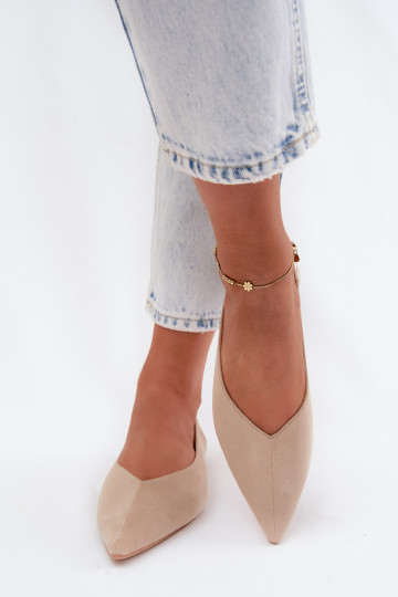 Ballerines beiges à bout pointu en daim synthétique Corabella 2