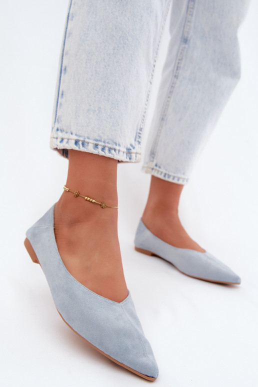 Ballerines bleues à bout pointu en daim synthétique Corabella