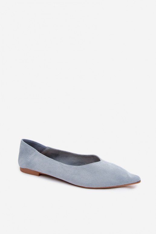Ballerines bleues à bout pointu en daim synthétique Corabella