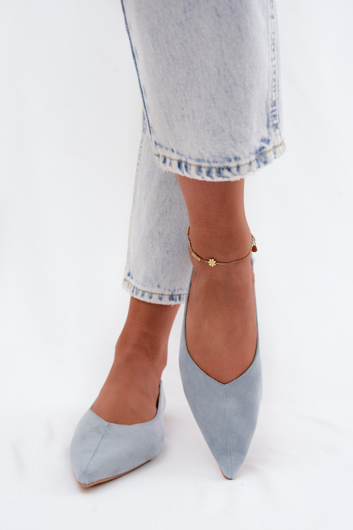 Ballerines bleues à bout pointu en daim synthétique Corabella