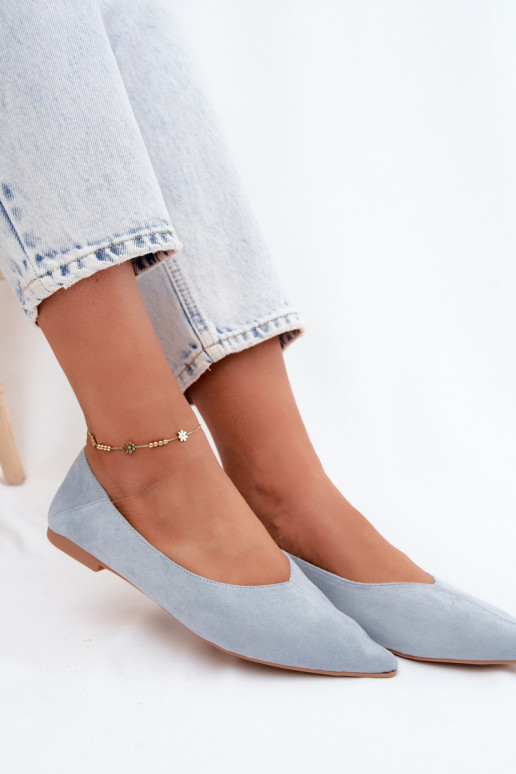 Ballerines bleues à bout pointu en daim synthétique Corabella