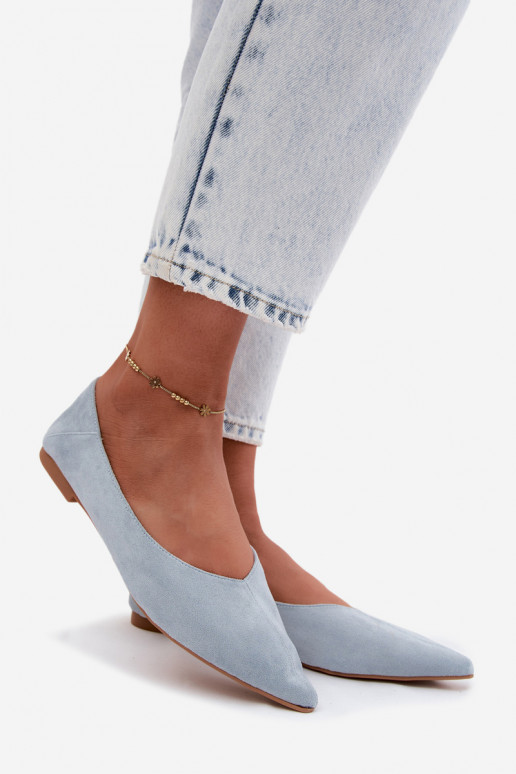 Ballerines bleues à bout pointu en daim synthétique Corabella