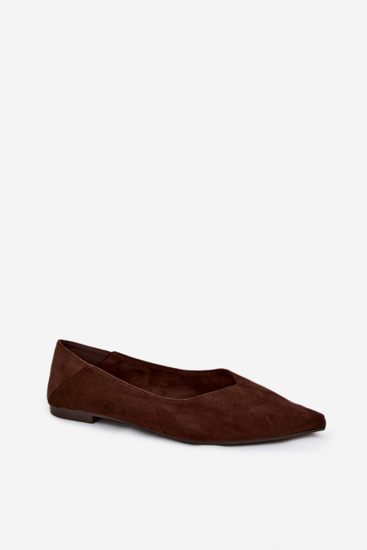 Ballerines chocolat à bout pointu en daim synthétique Corabella